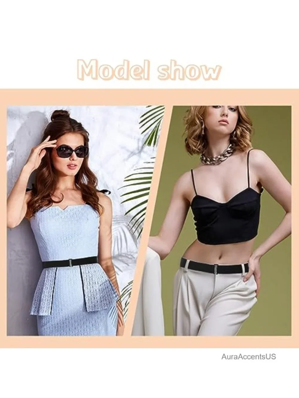 Women's Adjustable Elastic Belt Invisible Stretch Flat Buckle for Jeans Pants